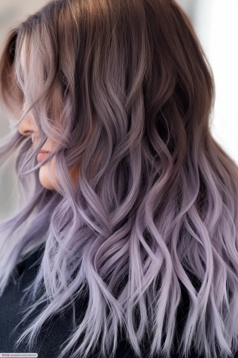 Beautiful Ombre Hair Inspiration - Summer 2025 - Muted Lilac Fade on Mushroom Brown