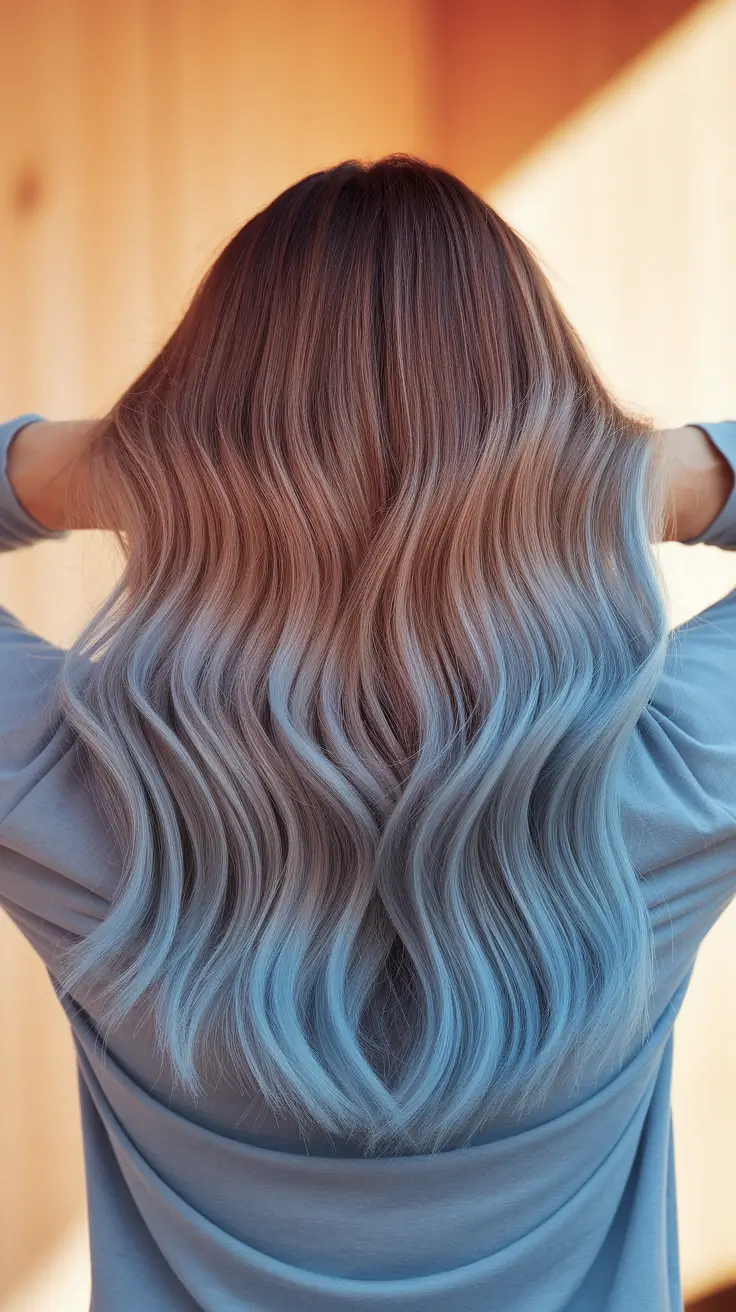 Beautiful Ombre Hair Inspiration - Summer 2025 - Ocean-Touched Blue Fade on Sandy Brown