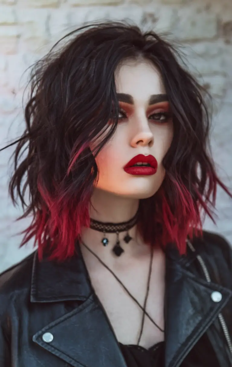 Beautiful Ombre Hair Inspiration - Summer 2025 - Gothic Glam with Red Wine Tips