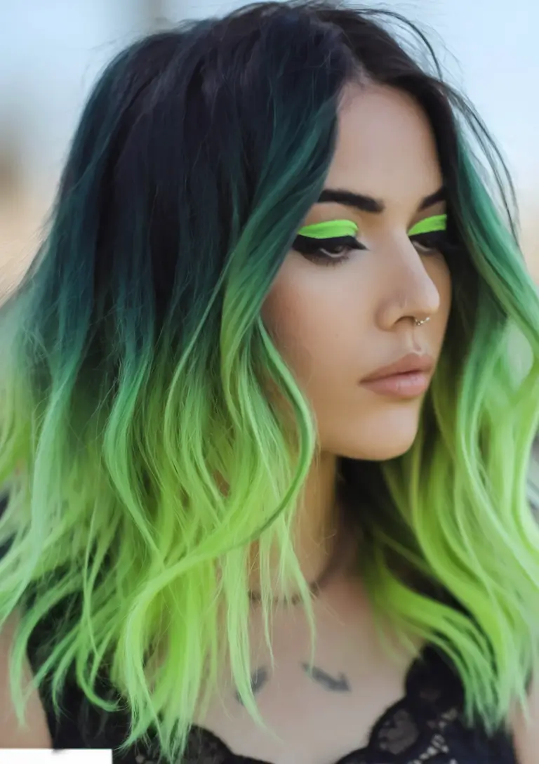 Beautiful Ombre Hair Inspiration - Summer 2025 - Lime Green Melt with a Neon Punch