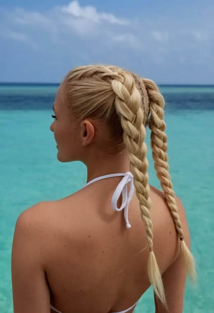 Fresh Swimming Hairstyles for Summer 2025 Scuba Twin Braids