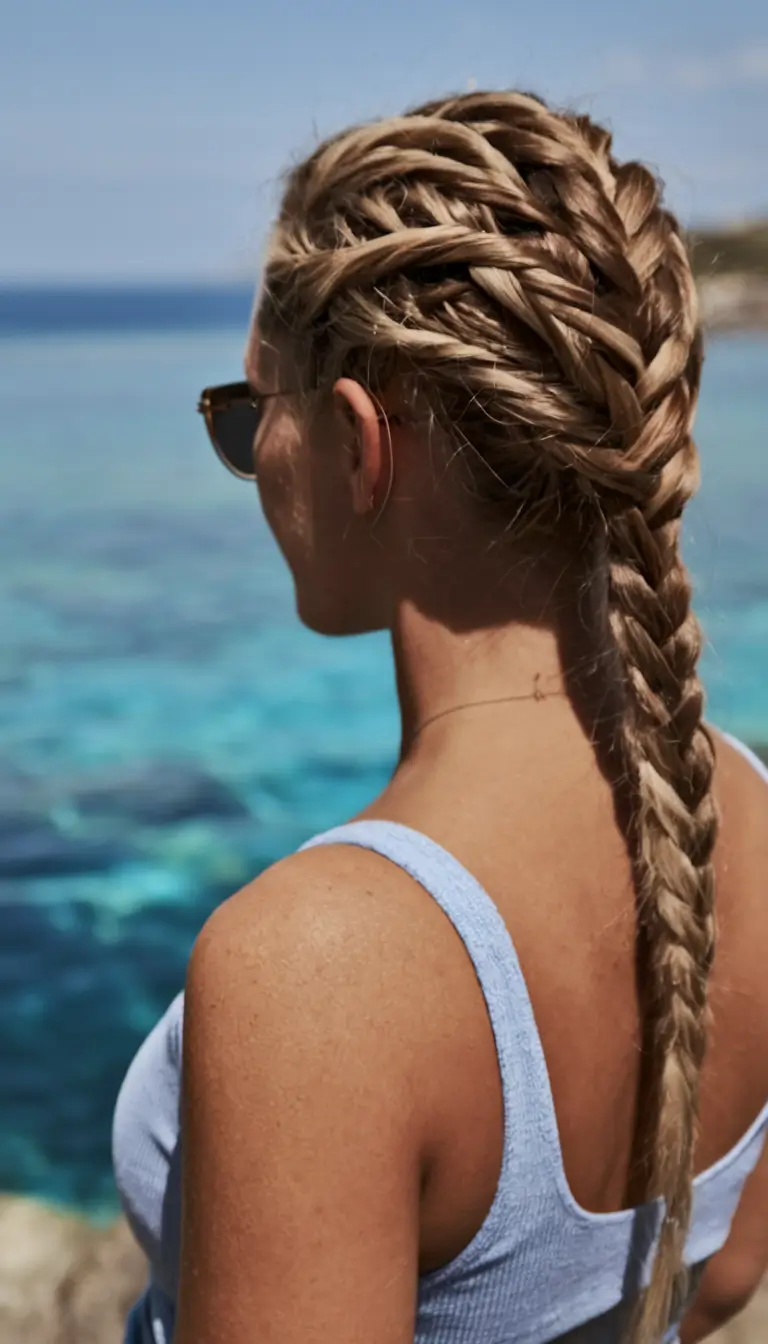 Fresh Swimming Hairstyles for Summer 2025 Twist-Back Beach Braid