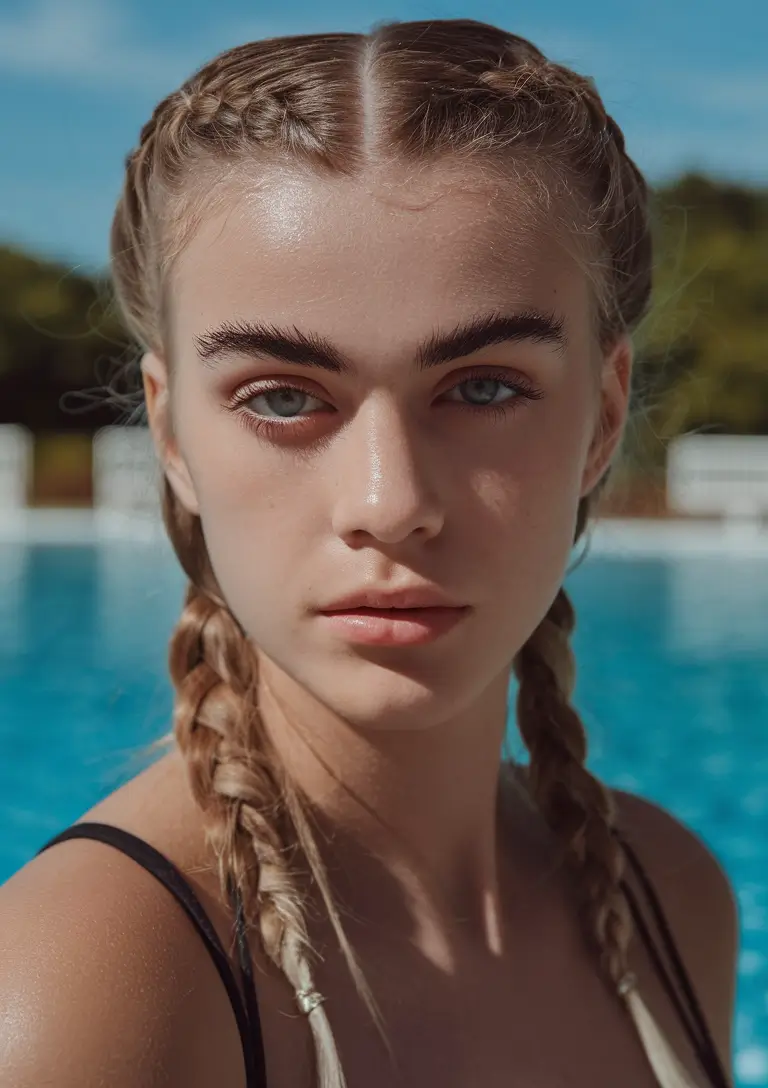 Fresh Swimming Hairstyles for Summer 2025 Waterproof Side-Part Braids