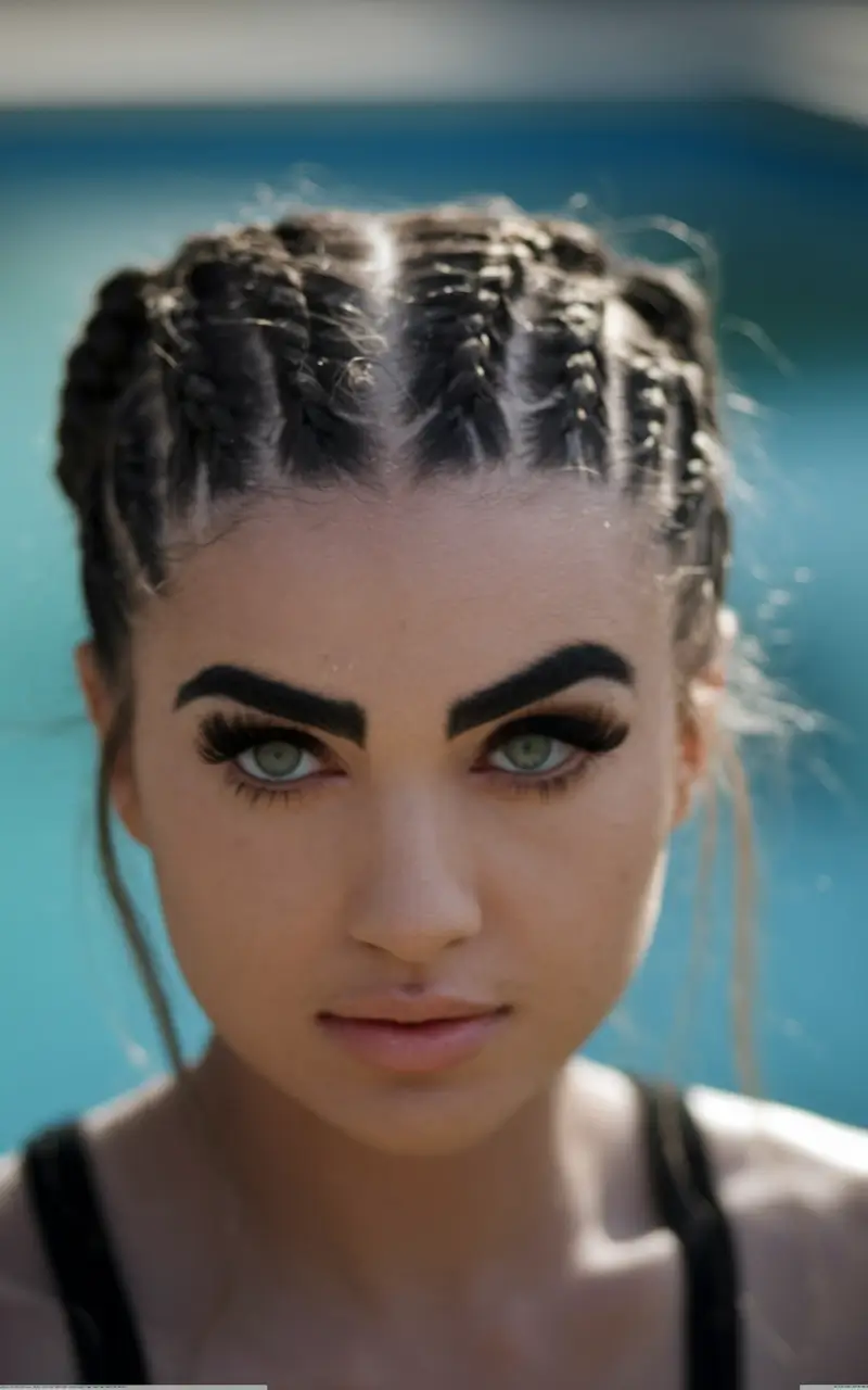 Fresh Swimming Hairstyles for Summer 2025 Tight Cornrow Matrix