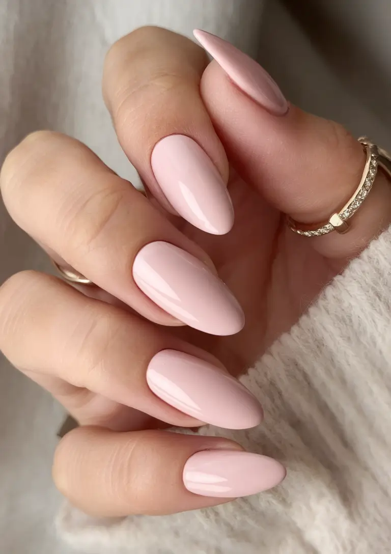 Almond Nail Inspo for a Cute Summer 2025 Look Soft Light Pink for the Minimalist Muse