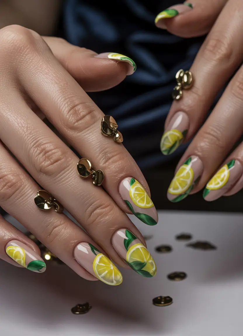 Almond Nail Inspo for a Cute Summer 2025 Look Citrus Slices for Summer Daydreams