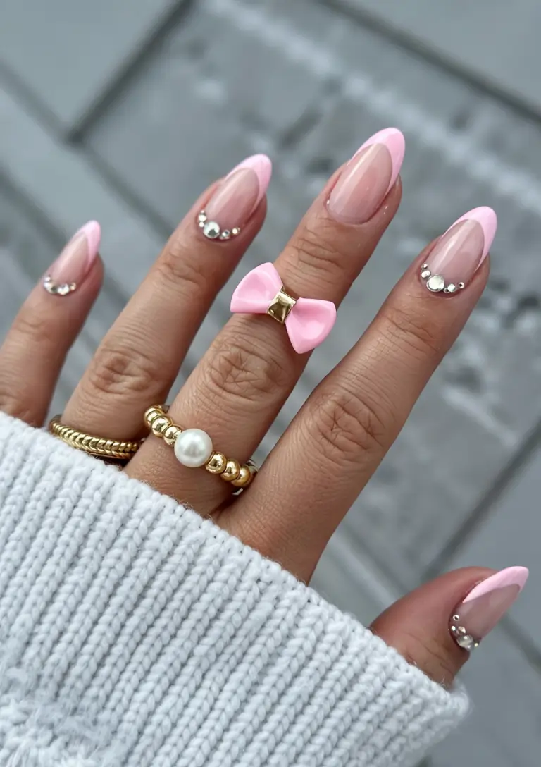 basic summer nails ideas 2025 Sweet Crystal Pink with a Twist