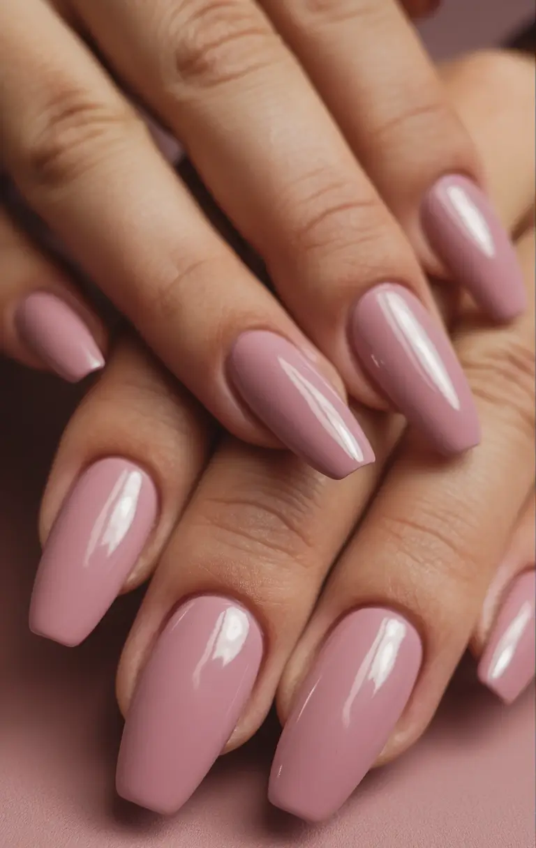 basic summer nails ideas 2025 Modern Mauve in a Square Shape