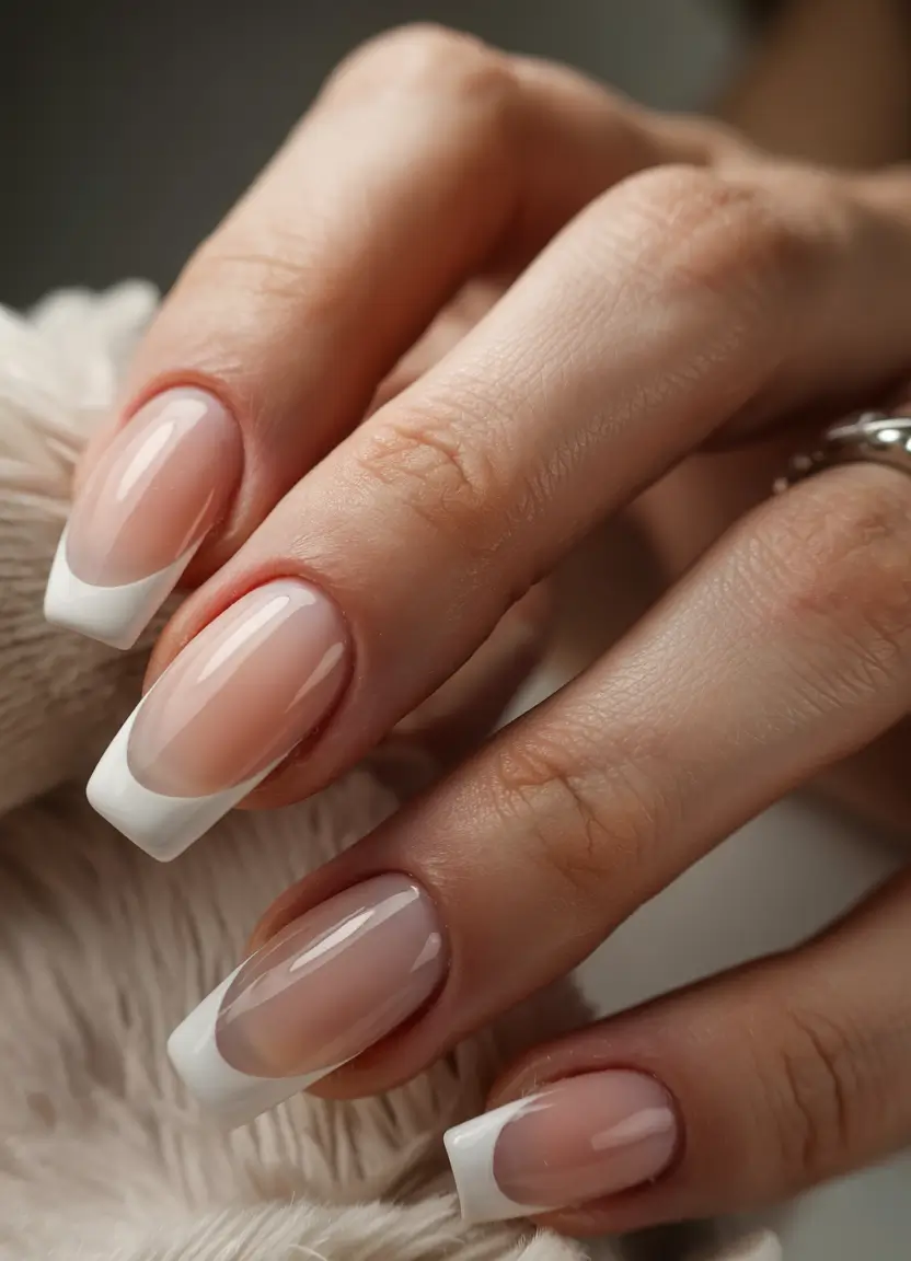basic summer nails ideas 2025 High-Gloss Classic French Tip