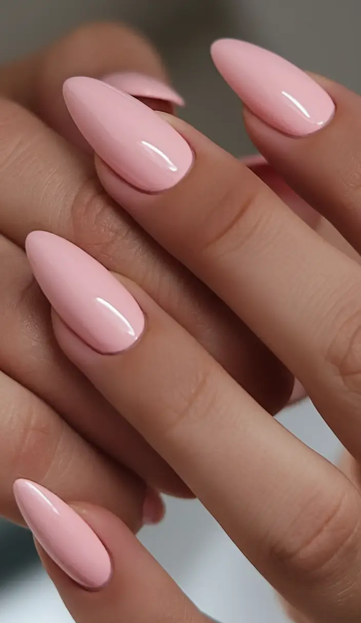 basic summer nails ideas 2025 Simple Pink Almond