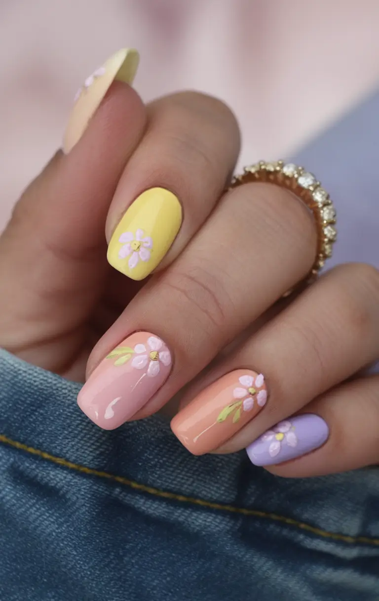 basic summer nails ideas 2025 Pastel Garden Party on Your Fingertips