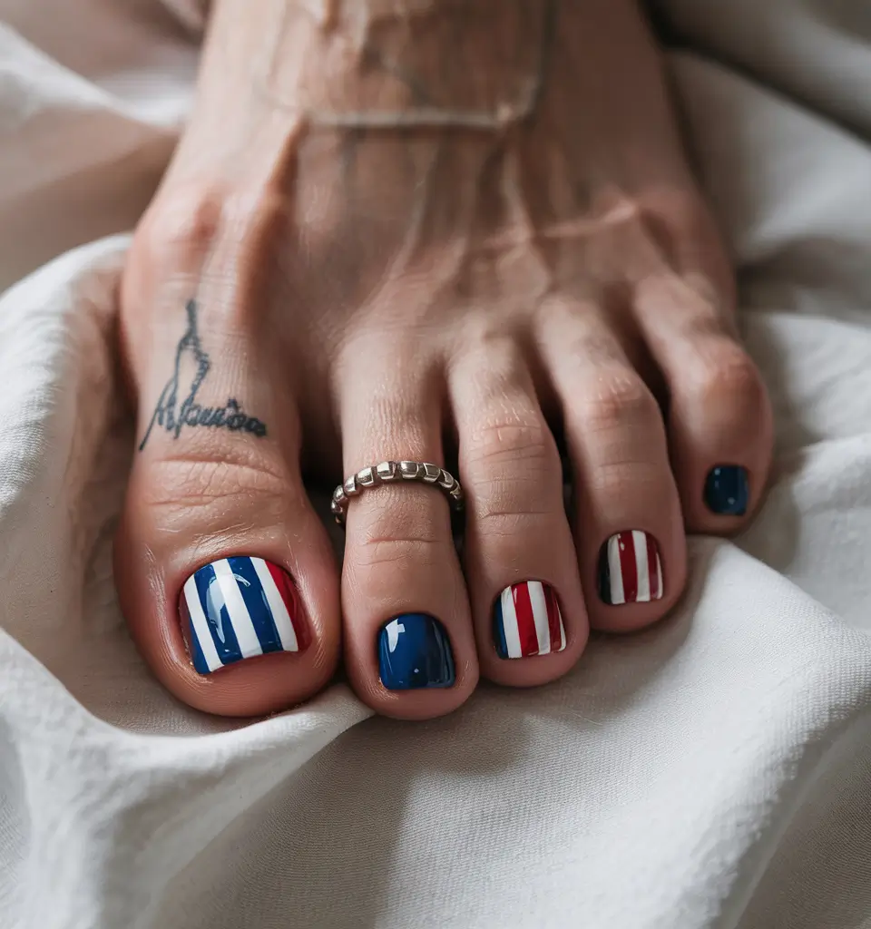 Beach Toe Nails for Summer 2025 - Stars and Stripes, the Chic Remix
