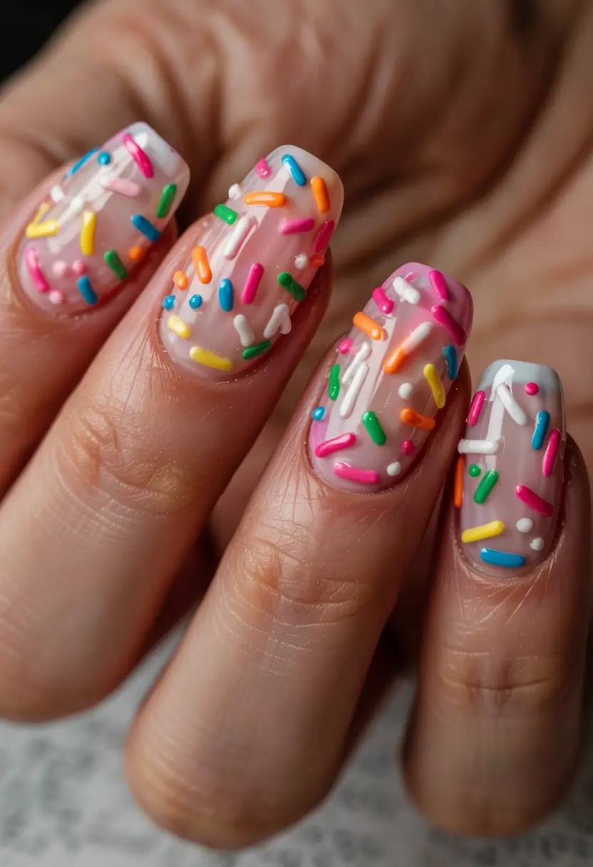 Beach-Ready Nails for 2025 Confetti Sprinkle Nails