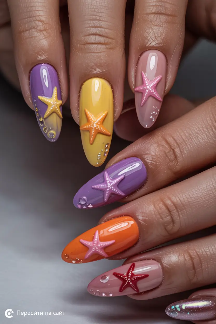 Beach-Ready Nails for 2025 Starfish Kiss on Sunset Hues
