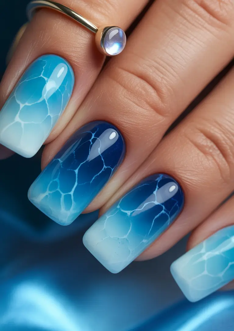 Beach-Ready Nails for 2025 Deep Sea Lightning Fade