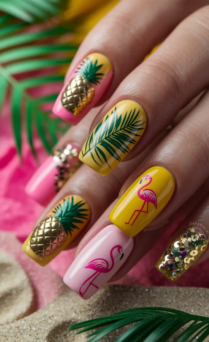 Beach-Ready Nails for 2025 Tropical Pop Vibes