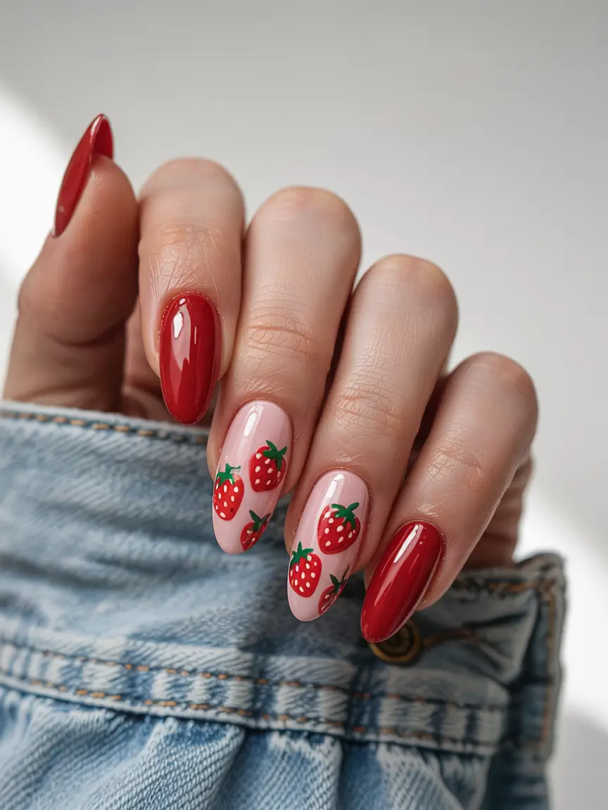 Best July Nail Colors for 2025 Berry Cute Strawberries