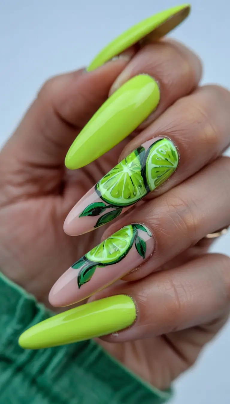best june nail colors for 2025 Lime Slice Fantasy