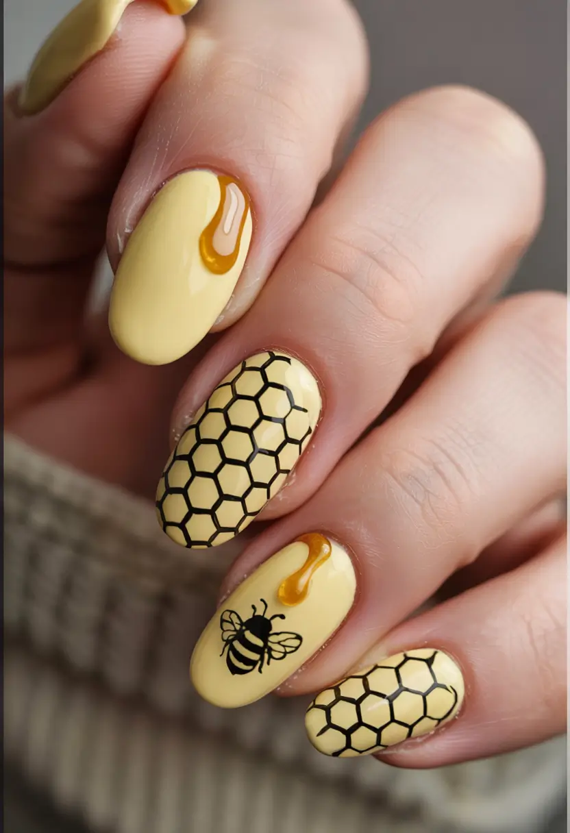 best june nail colors for 2025 Honeycomb Sweetness