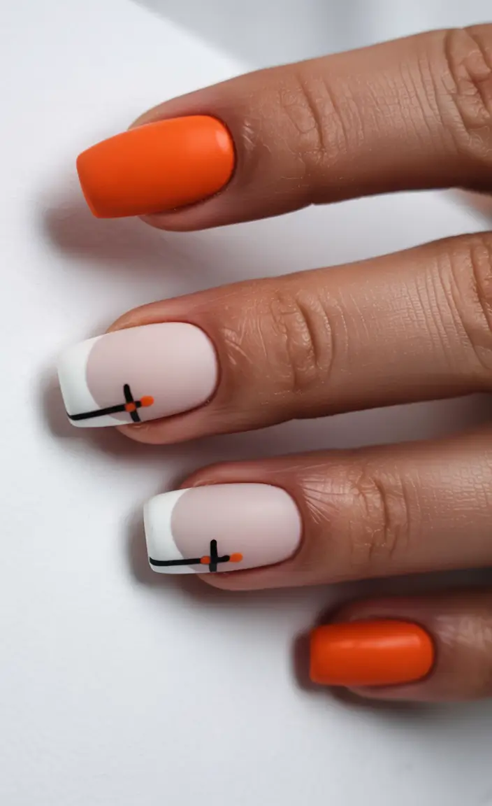 best june nail colors for 2025 Retro Citrus Pop with Graphic Contrast