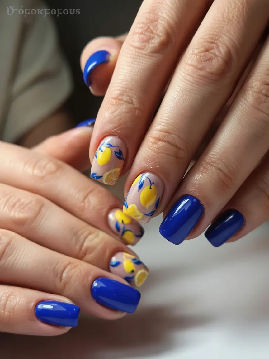 best june nail colors for 2025 Blue Lemon Zest That Sings Summer