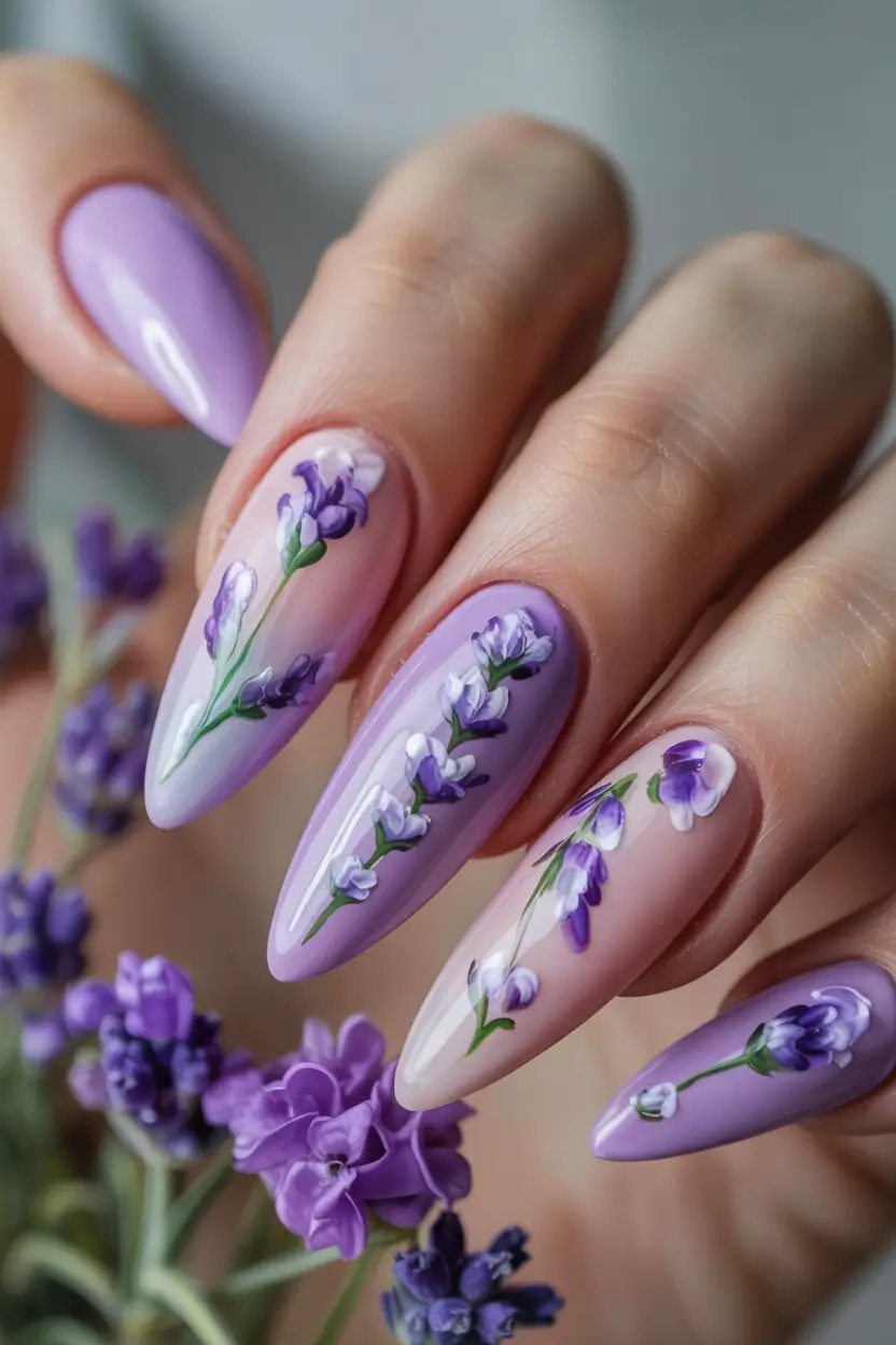 best june nail colors for 2025 Lavender Field Bloom