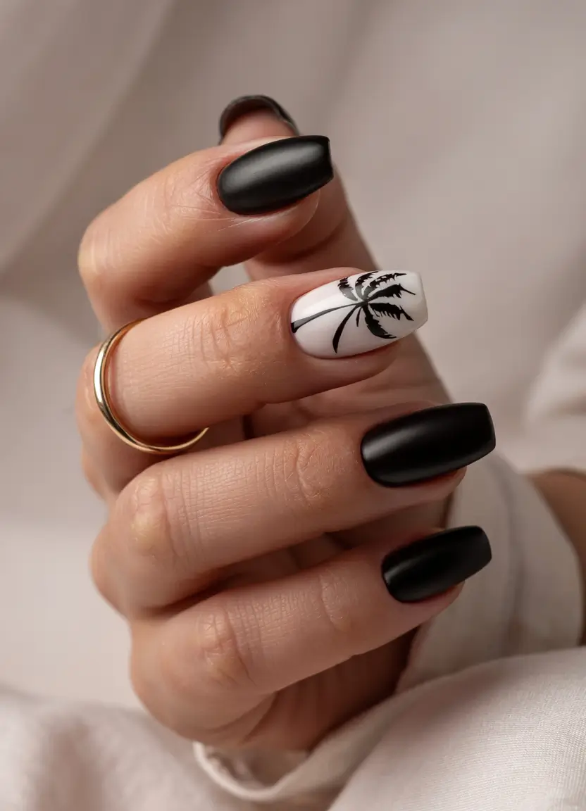 Black Summer Nails That Pop in 2025 Monochrome Palms and Summer Cool