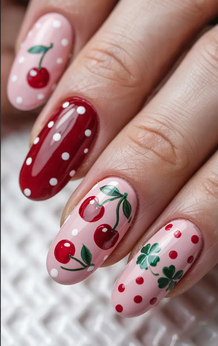 Cherry Nail Inspo for 2025 Vibes+Cherry Polka Picnic