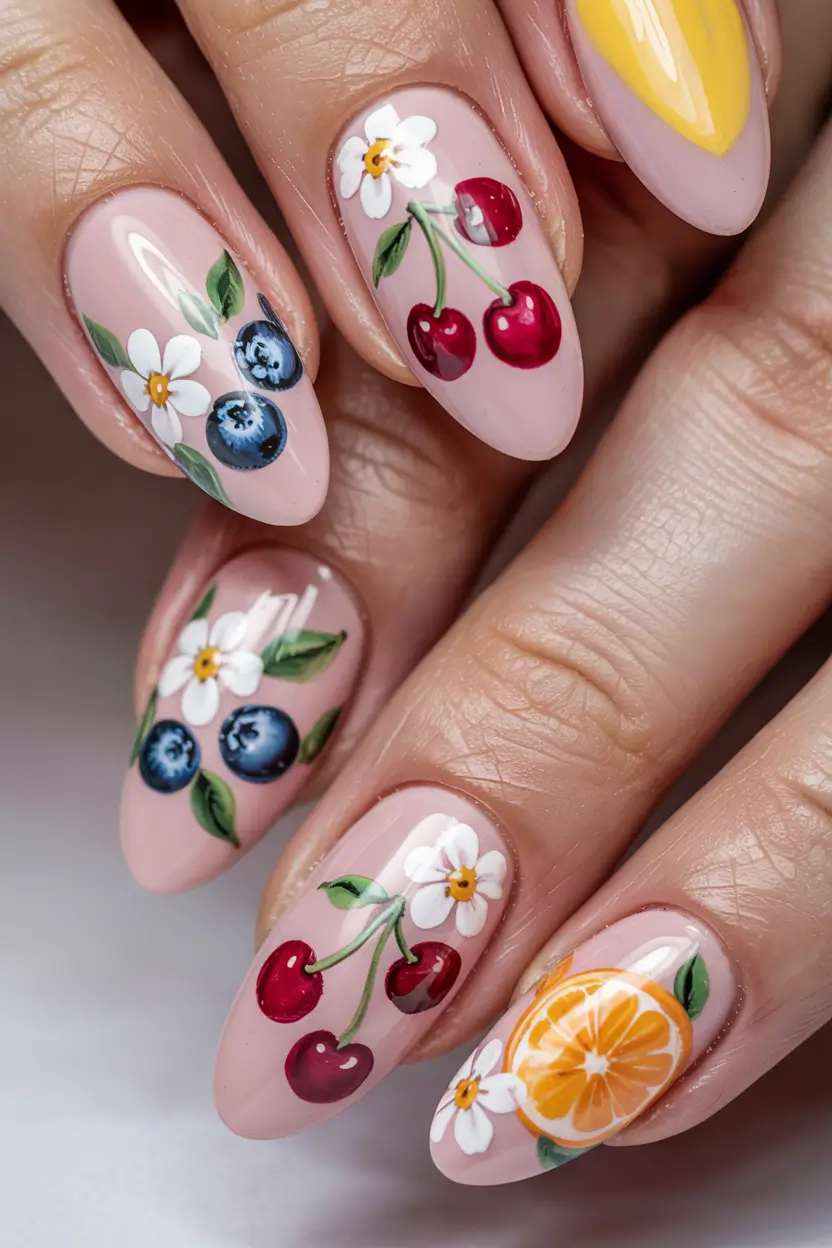 Cherry Nail Inspo for 2025 Vibes+Fruit Basket Realness