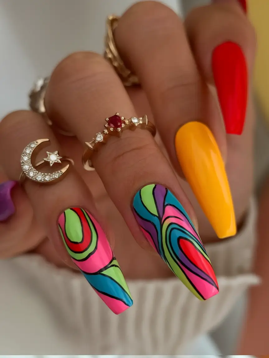 Coffin Nails for Summer 2025 Vibes Electric Pop Art Meets Pool Party