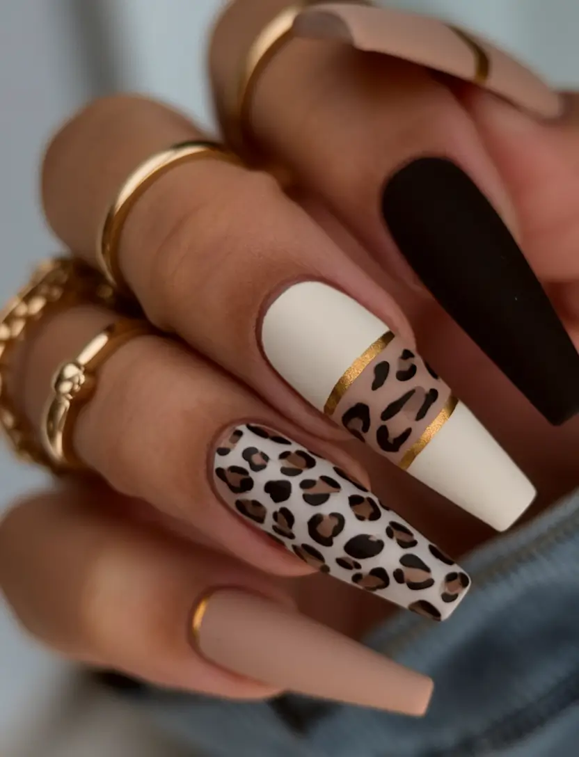 Coffin Nails for Summer 2025 Vibes - Wild Neutrals with Leopard Accents