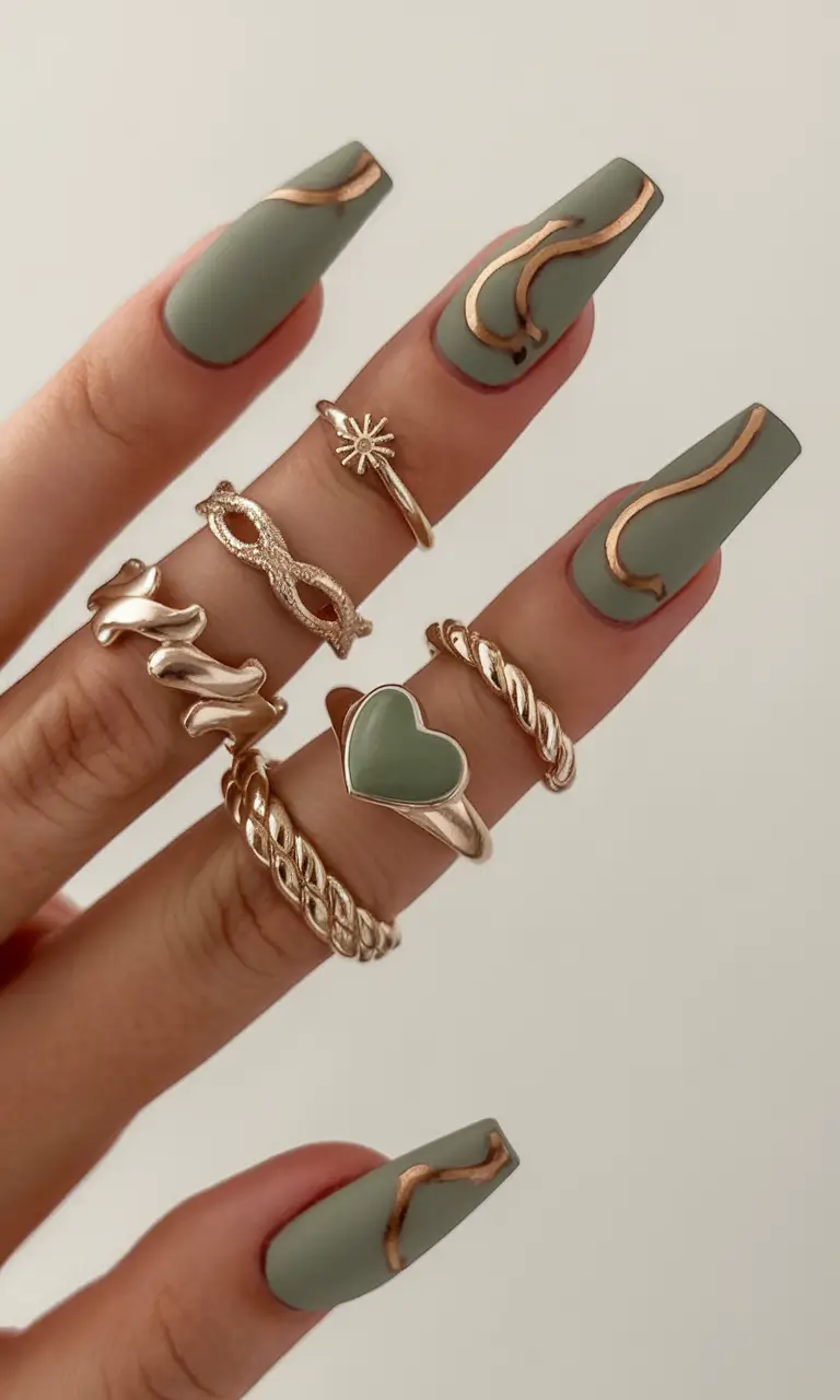 Coffin Nails for Summer 2025 Vibes - Olive Gold Minimalism