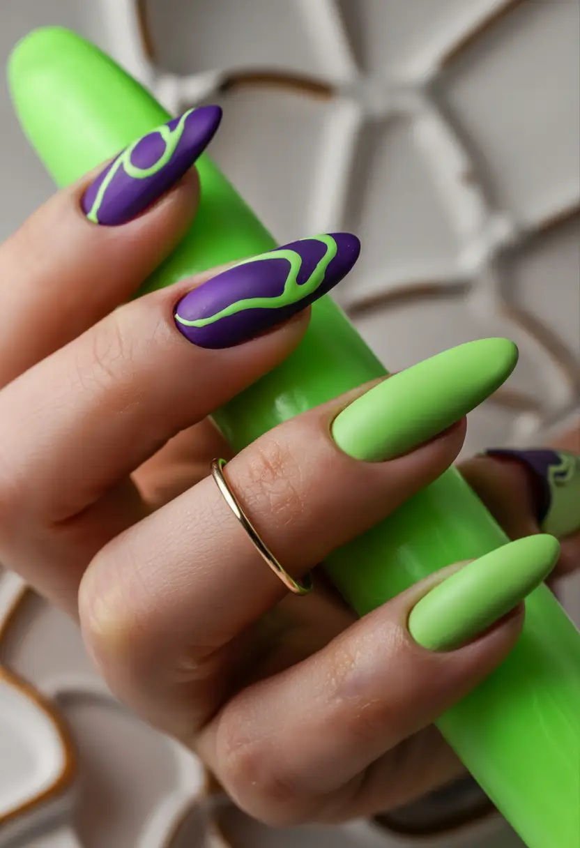 Colorful Nails to Brighten 2025 - Acid Matte: Bold Meets Minimal