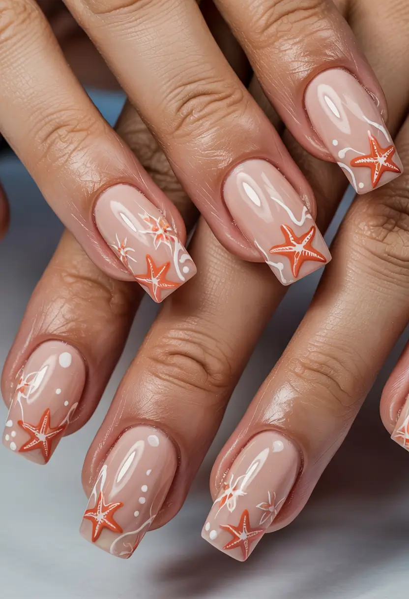 Cute Summer Nail Inspo for 2025 - Under-the-Sea Coral Art
