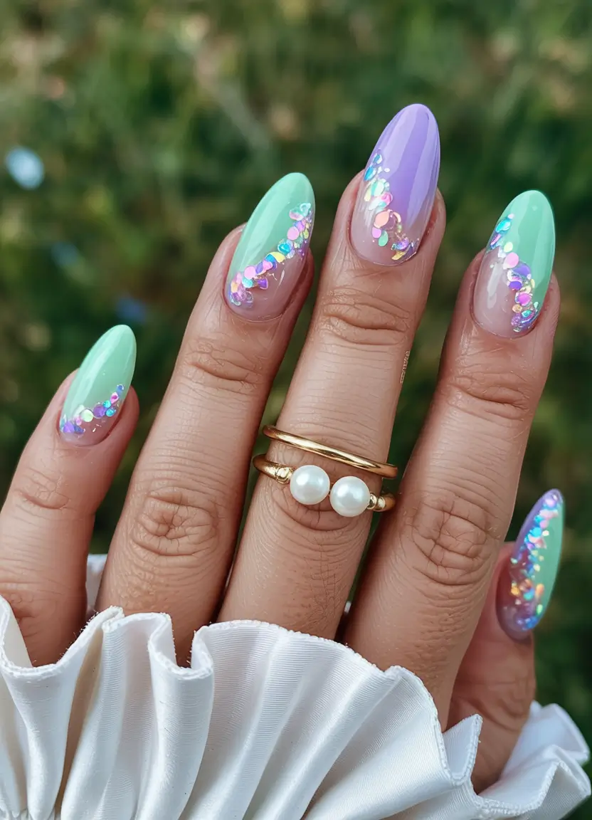 Cute Summer Nail Inspo for 2025 - Mermaid Confetti Sparkle