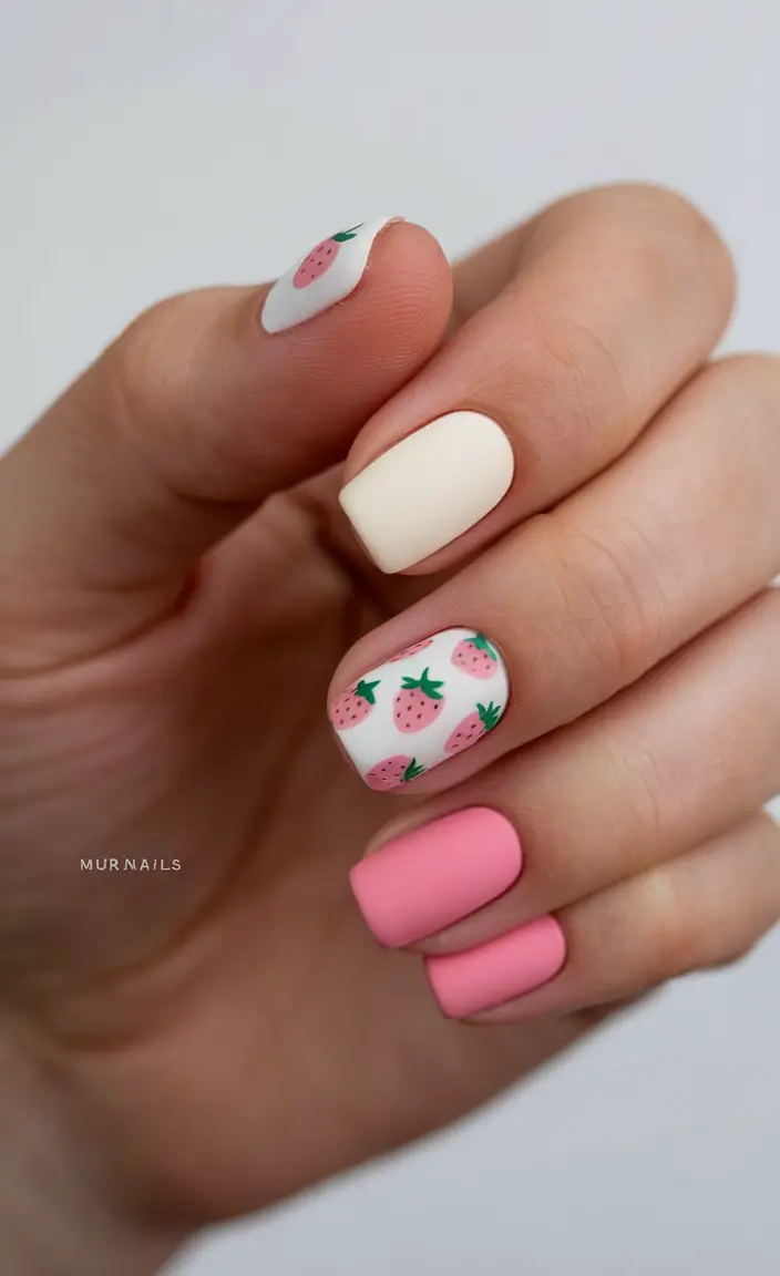 Cute Summer Nail Inspo for 2025 Pastel Berry Picnic