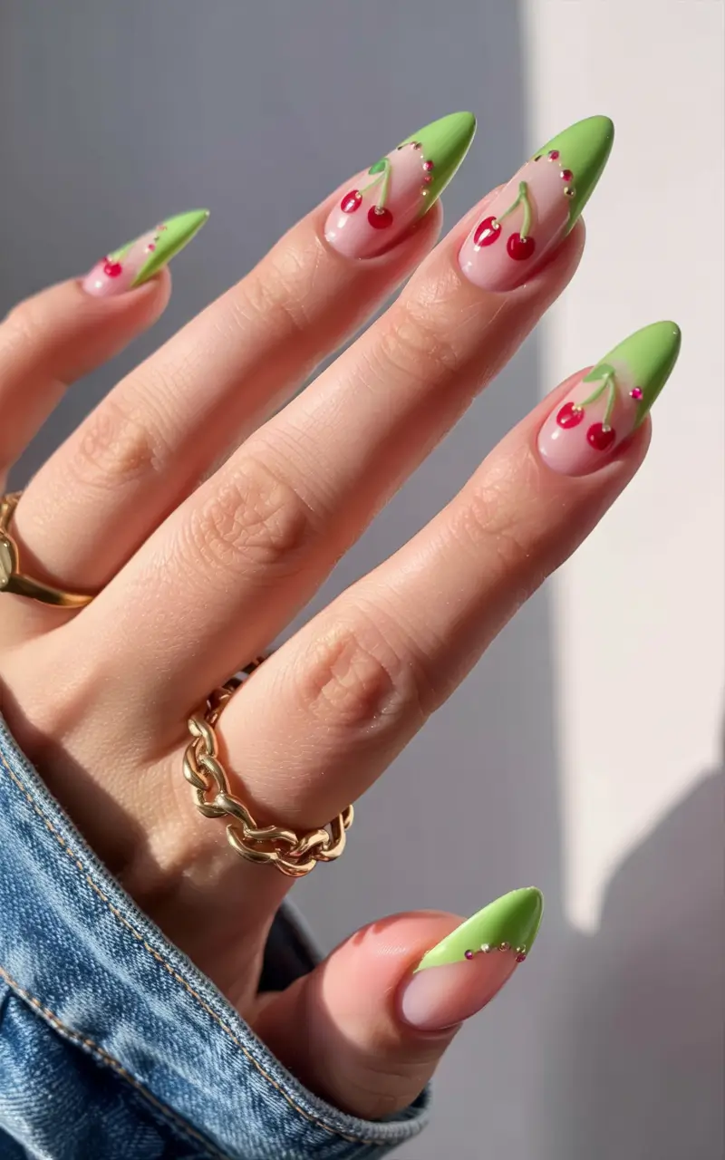 Cute Summer Nail Inspo for 2025 Cherry Pop Minimalist