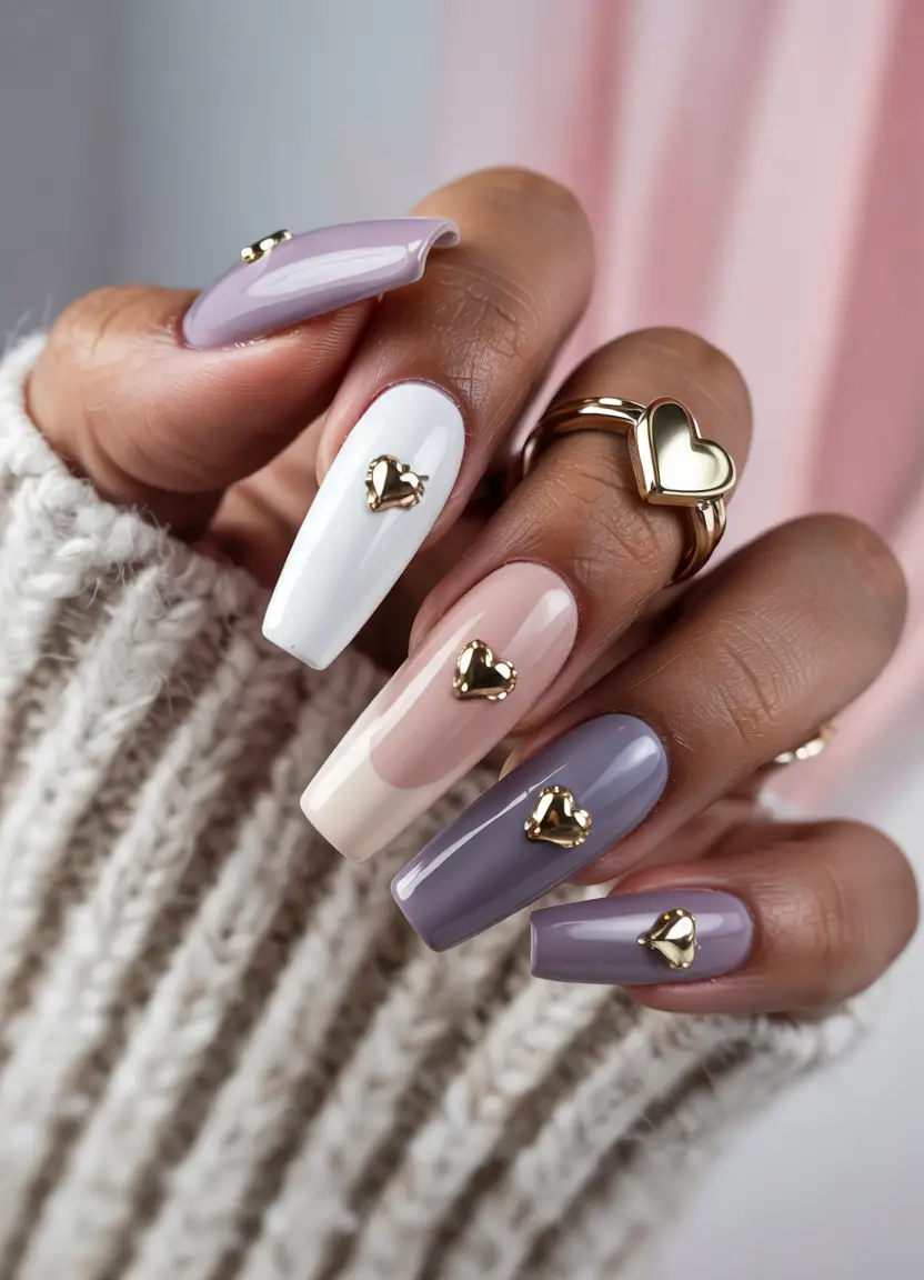 Cute Summer Nails You’ll Love in 2025 Pastel Elegance With Gold Heart Charms
