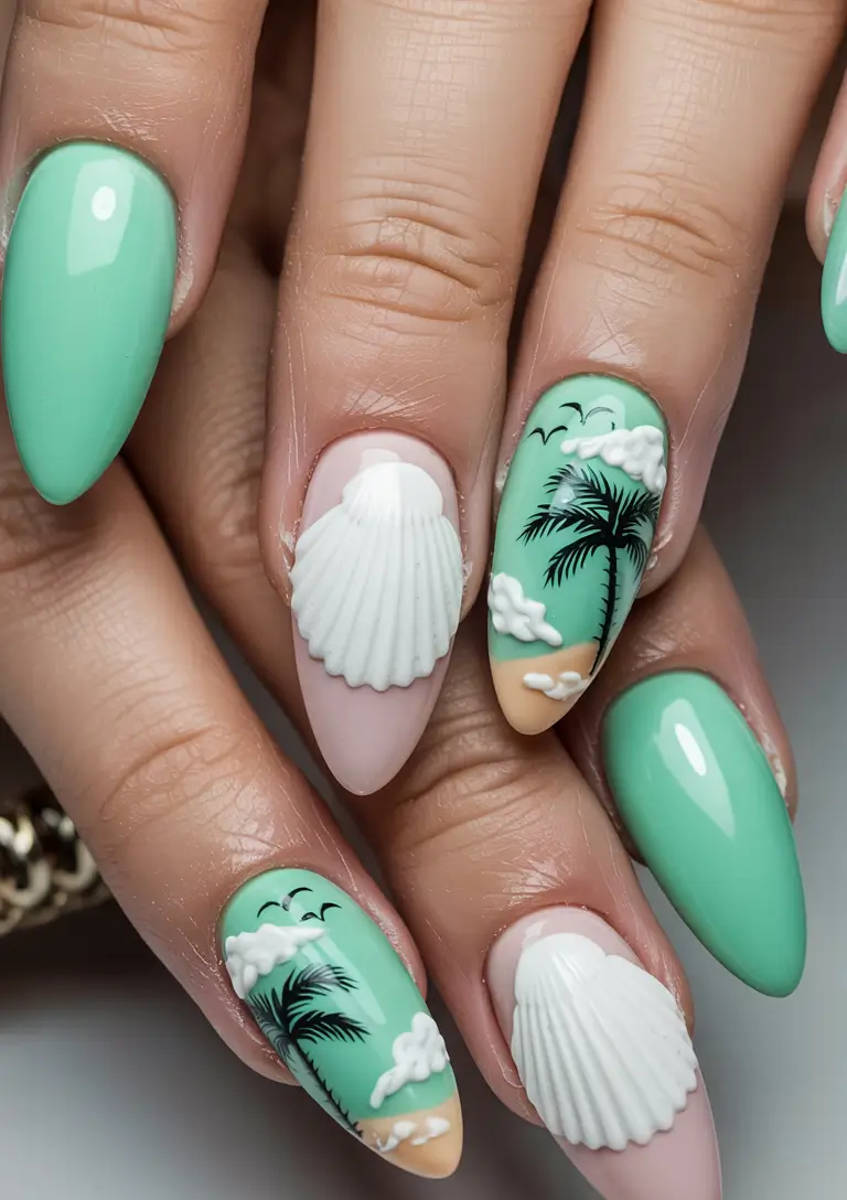 Cute Summer Nails You’ll Love in 2025+Tropical Escape in 3D