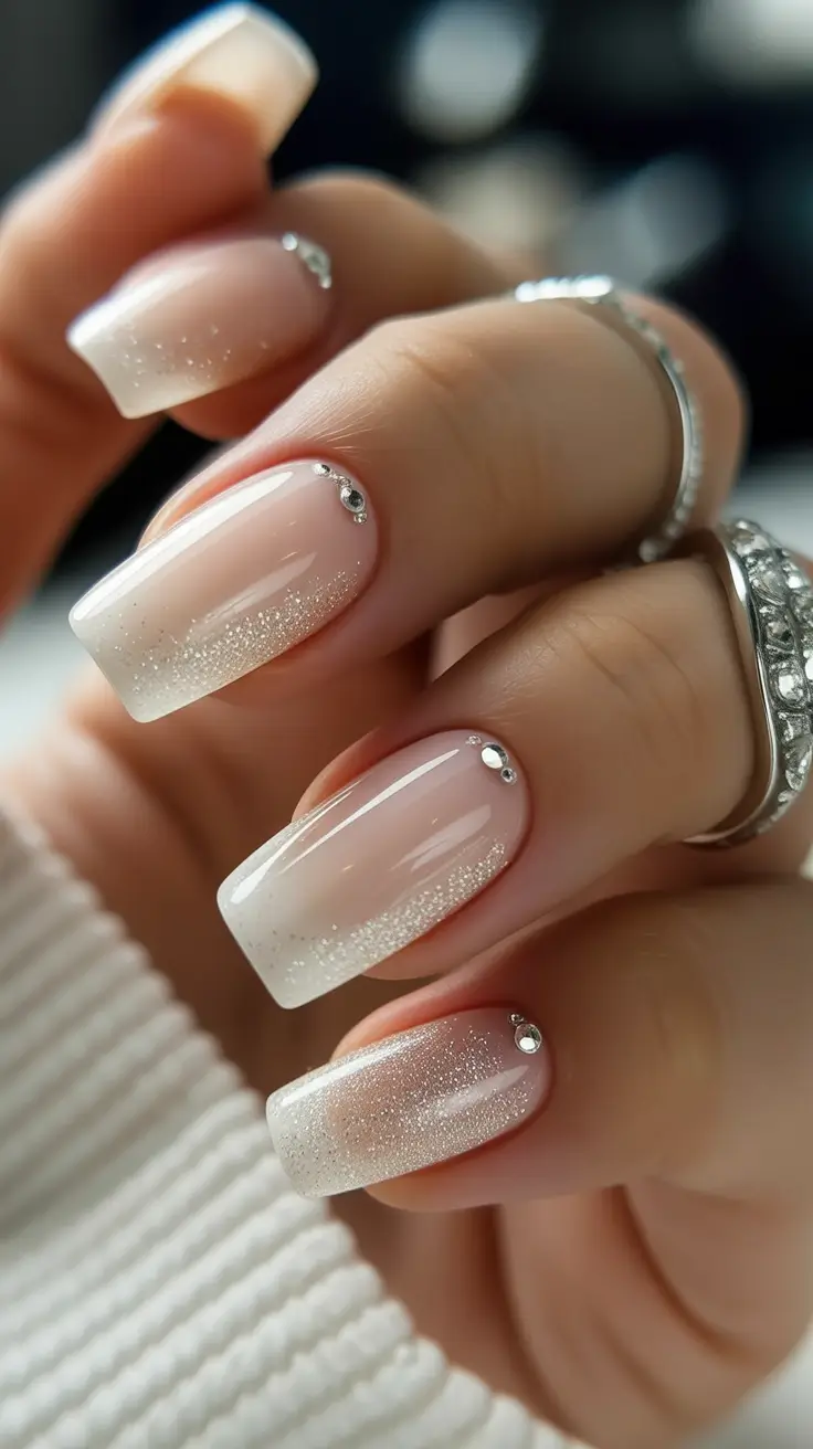 Cute Summer Nails You’ll Love in 2025+Minimal Sparkle with Crystal Drama