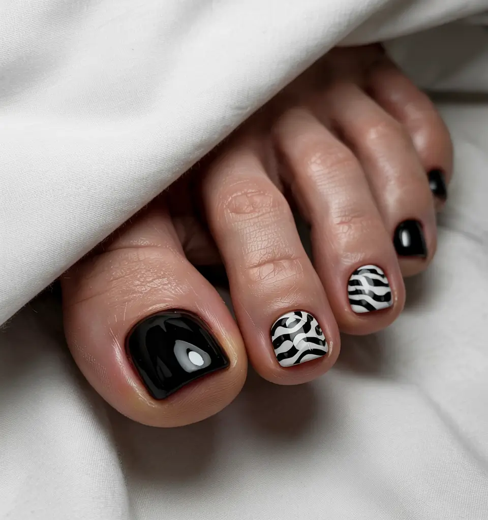 cute summer toe nails for 2025 Monochrome Jungle