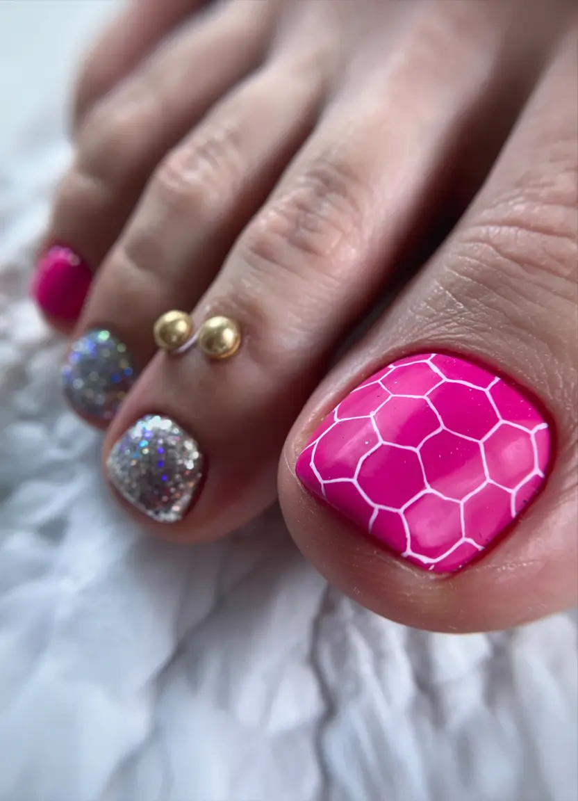 cute summer toe nails for 2025 Electric Honeycomb