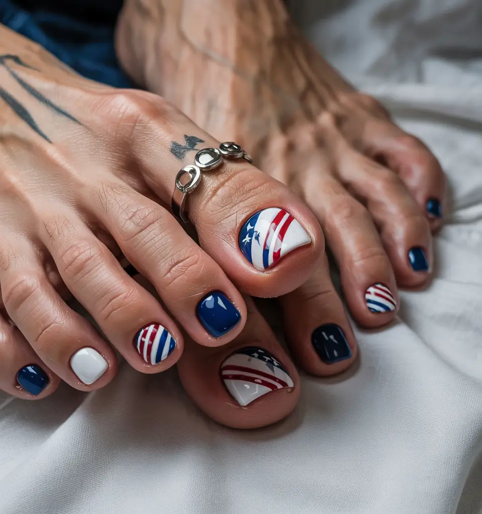 cute summer toe nails for 2025+Stars & Stripes Forever