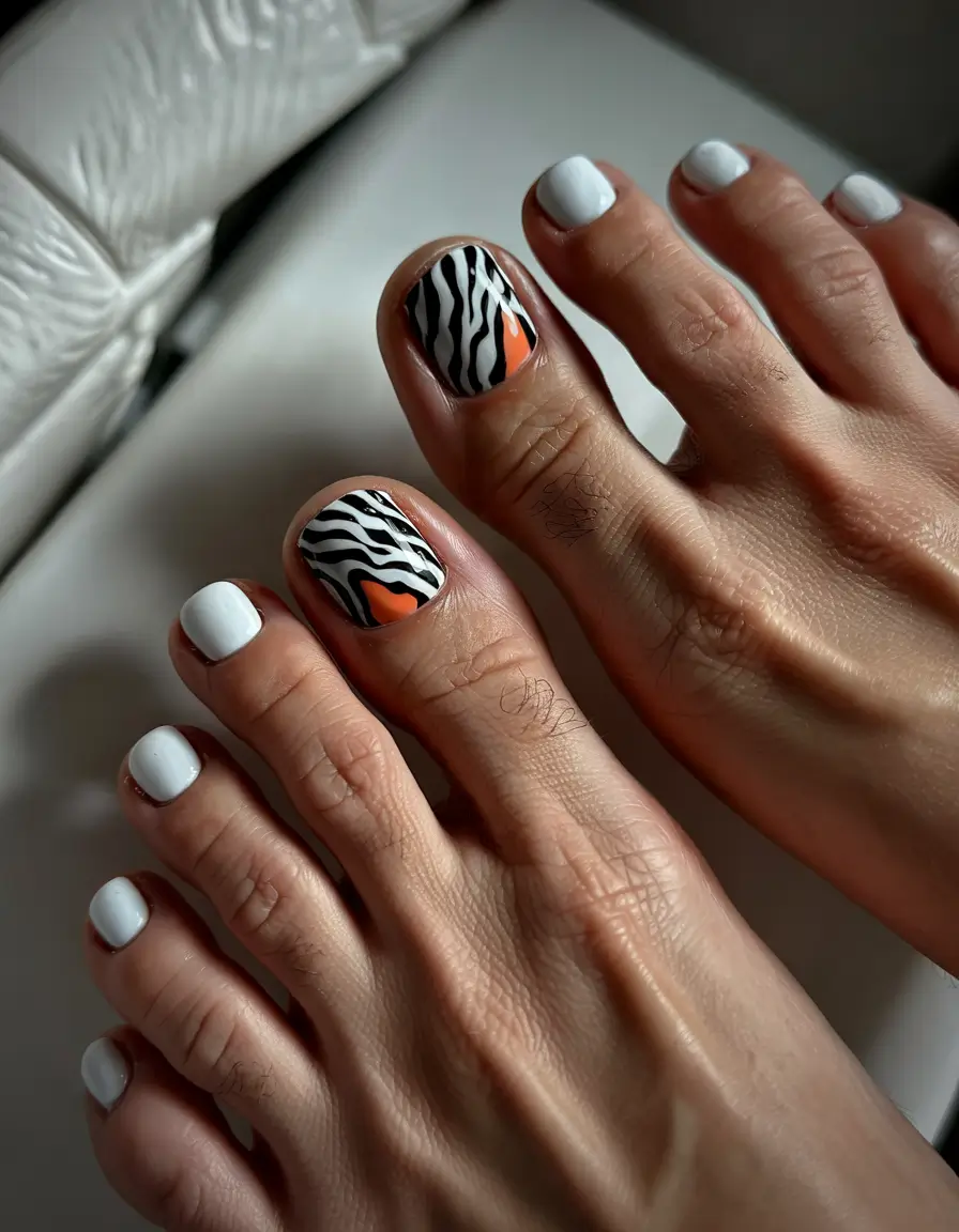 cute summer toe nails for 2025+Safari Chic in Monochrome