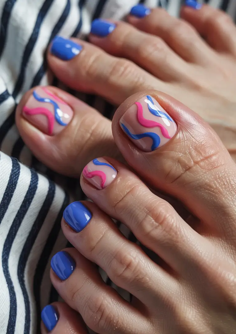 cute summer toe nails for 2025 Color Waves & Pop Art Energy