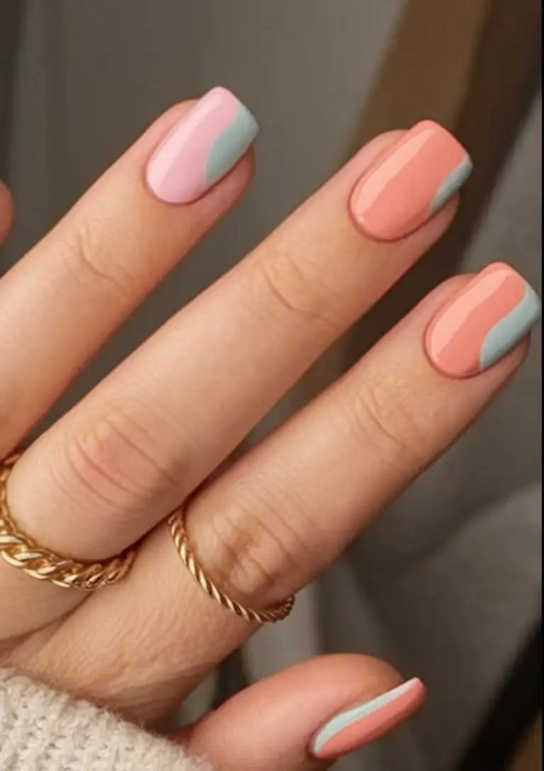 cutest nail ideas for summer 2025 Sunset Smoothie Waves