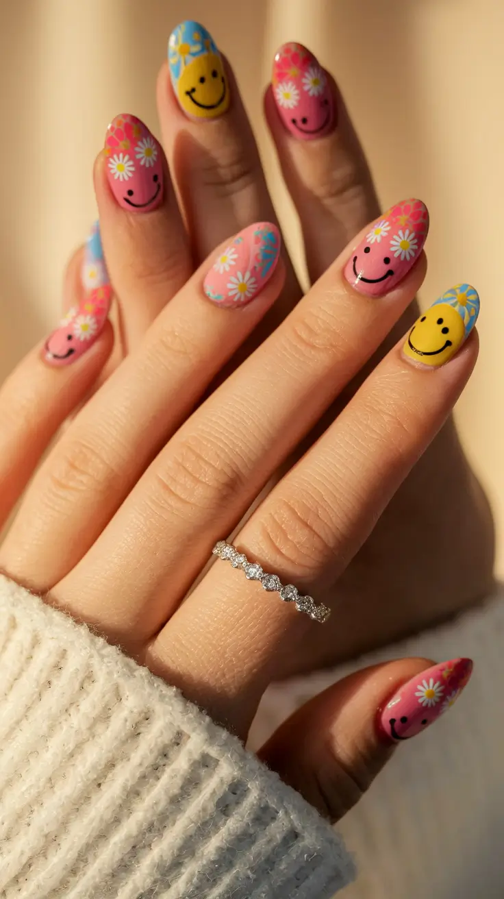 cutest nail ideas for summer 2025 Daisy Smiley Bloom