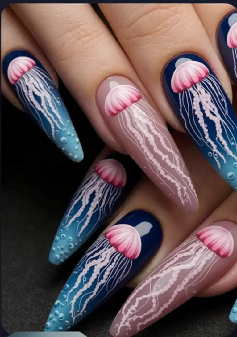 cutest nail ideas for summer 2025 Jellyfish Bloom