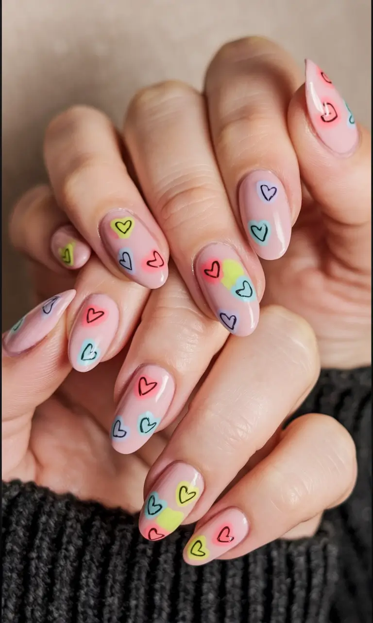 cutest nail ideas for summer 2025 Pastel Heart Pop