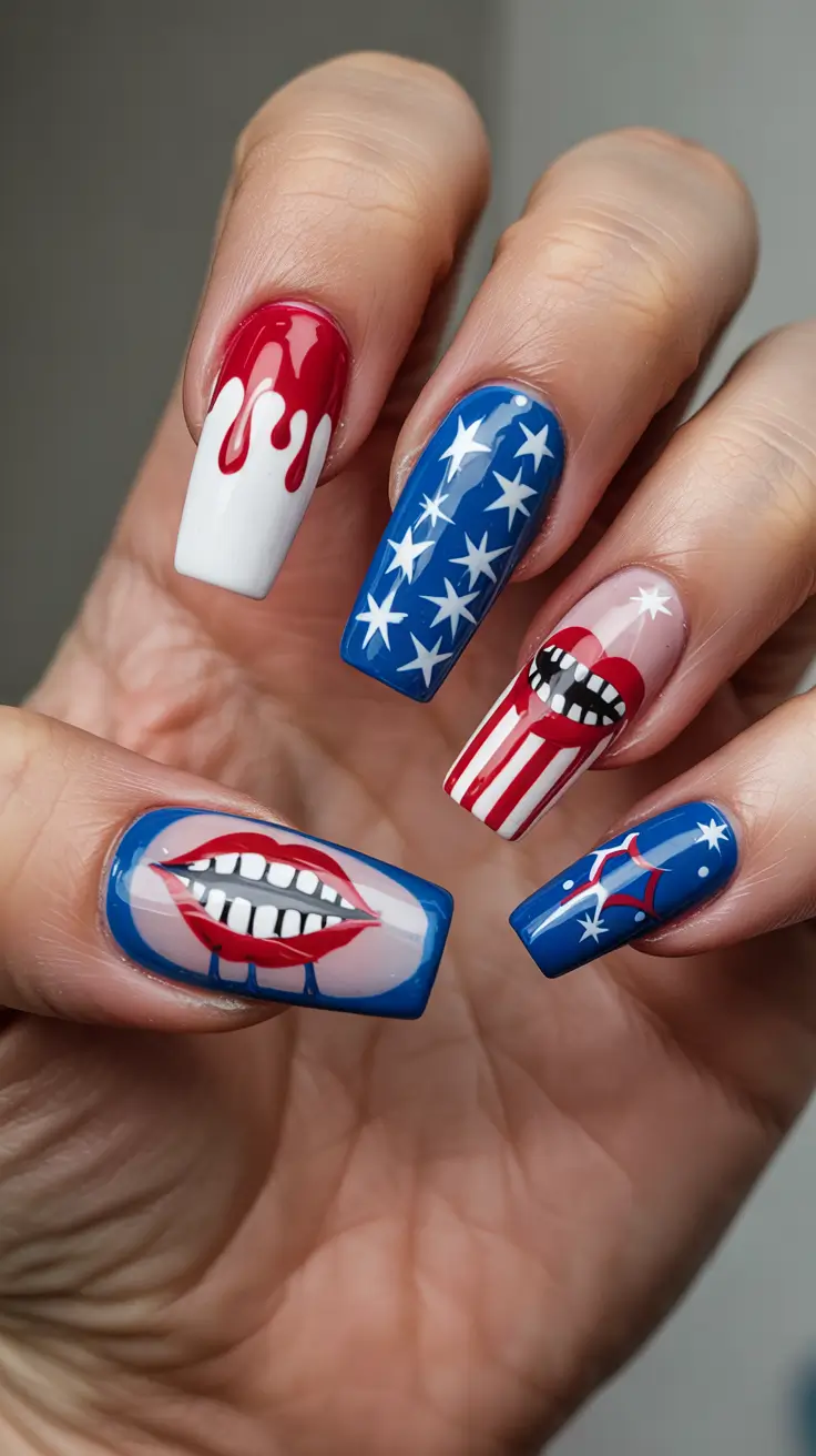 Festive 4th of July Nails to Try in 2025 Graphic Pop Art Patriotism